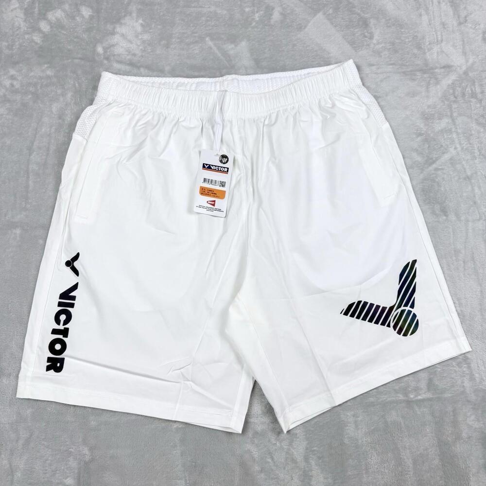 NWT Victor White Badminton Shorts Asian XXL US XL Holographic Logo Performance
